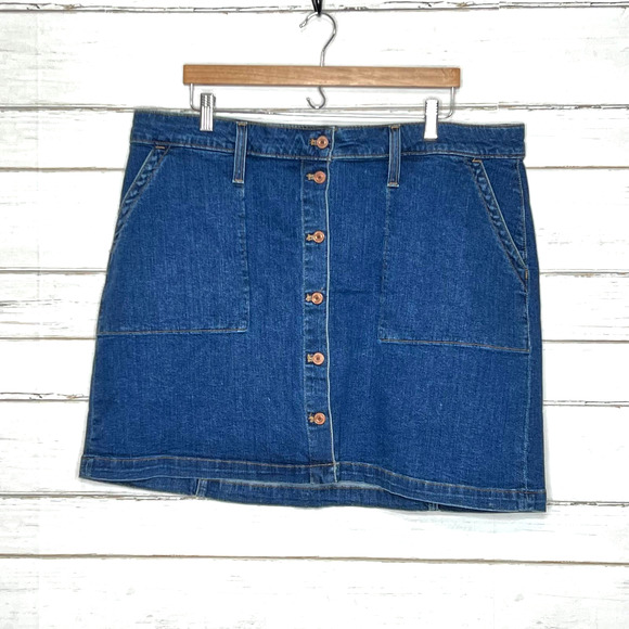 J. Crew Skirts J Crew Denim Mini Skirt Button Front Plus Size 8
